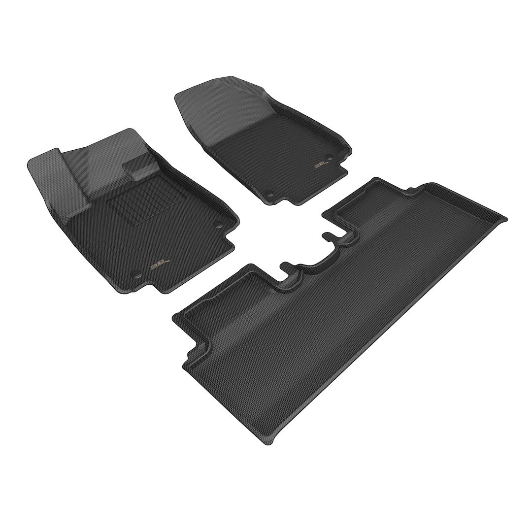 3D MAXpider Floor Liner, Kagu, Custom Fit, Raised Edge, Black, Thermoplastic Rubber of Carbon Fiber Texture, 3 Piece – L1HY13401509
