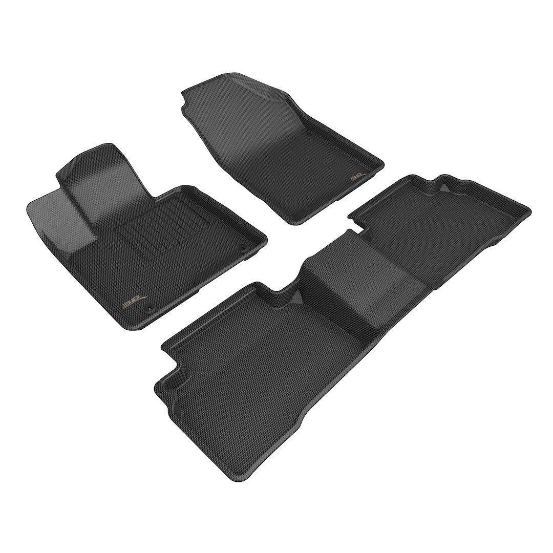 3D MAXpider Floor Liner, Kagu, Custom Fit, Raised Edge, Black, Thermoplastic Rubber of Carbon Fiber Texture, 5 Piece – L1HY13501509