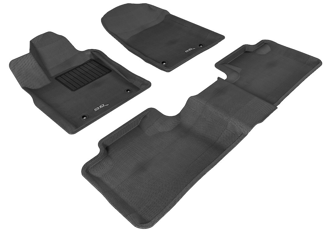 3D MAXpider Floor Liner, Kagu, Custom Fit, Raised Edge, Black, Thermoplastic Rubber of Carbon Fiber Texture, 3 Piece – L1JP00501509
