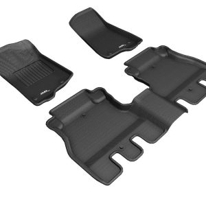 3D MAXpider Floor Liner, Kagu, Custom Fit, Raised Edge, Black, Thermoplastic Rubber of Carbon Fiber Texture, 3 Piece – L1JP01901509