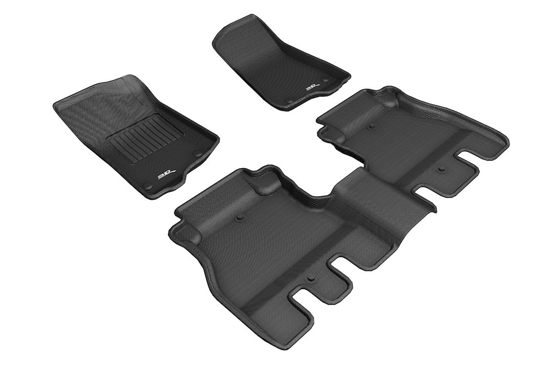 3D MAXpider Floor Liner, Kagu, Custom Fit, Raised Edge, Black, Thermoplastic Rubber of Carbon Fiber Texture, 3 Piece – L1JP01901509
