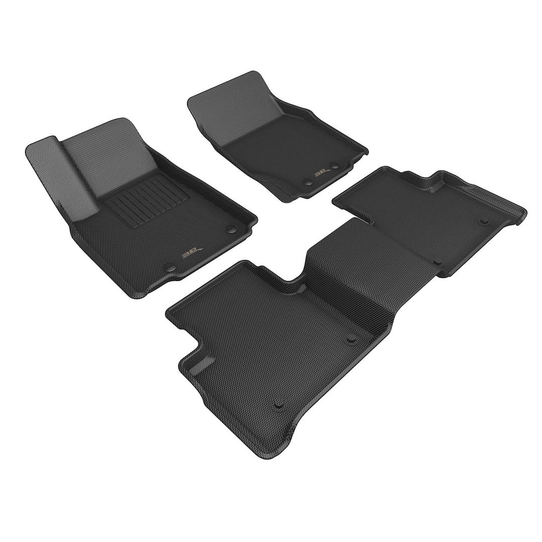 3D MAXpider Floor Liner, Kagu, Custom Fit, Raised Ridge, Black, Thermoplastic Rubber of Carbon Fiber Texture, 3 Piece – L1JP02601509