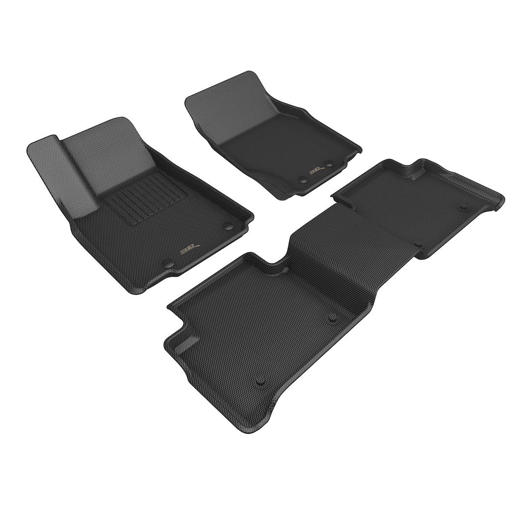 3D MAXpider Floor Liner, Kagu, Custom Fit, Raised Edge, Black, Thermoplastic Rubber of Carbon Fiber Texture, 3 Piece – L1JP03201509