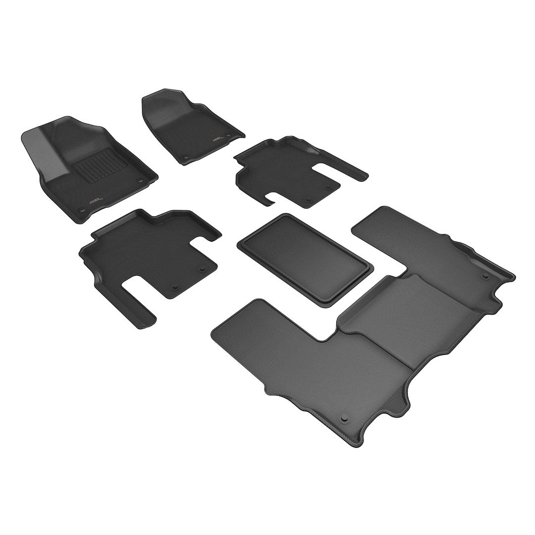 3D MAXpider Floor Liner, Kagu, Custom Fit, Raised Edge, Black, Thermoplastic Rubber of Carbon Fiber Texture, 6 Piece – L1JP03301509
