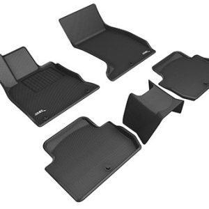 3D MAXpider Floor Liner, Kagu, Custom Fit, Raised Edge, Black, Thermoplastic Rubber of Carbon Fiber Texture, 5 Piece – L1KA04501509
