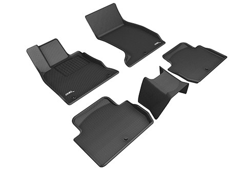 3D MAXpider Floor Liner, Kagu, Custom Fit, Raised Edge, Black, Thermoplastic Rubber of Carbon Fiber Texture, 5 Piece – L1KA04501509