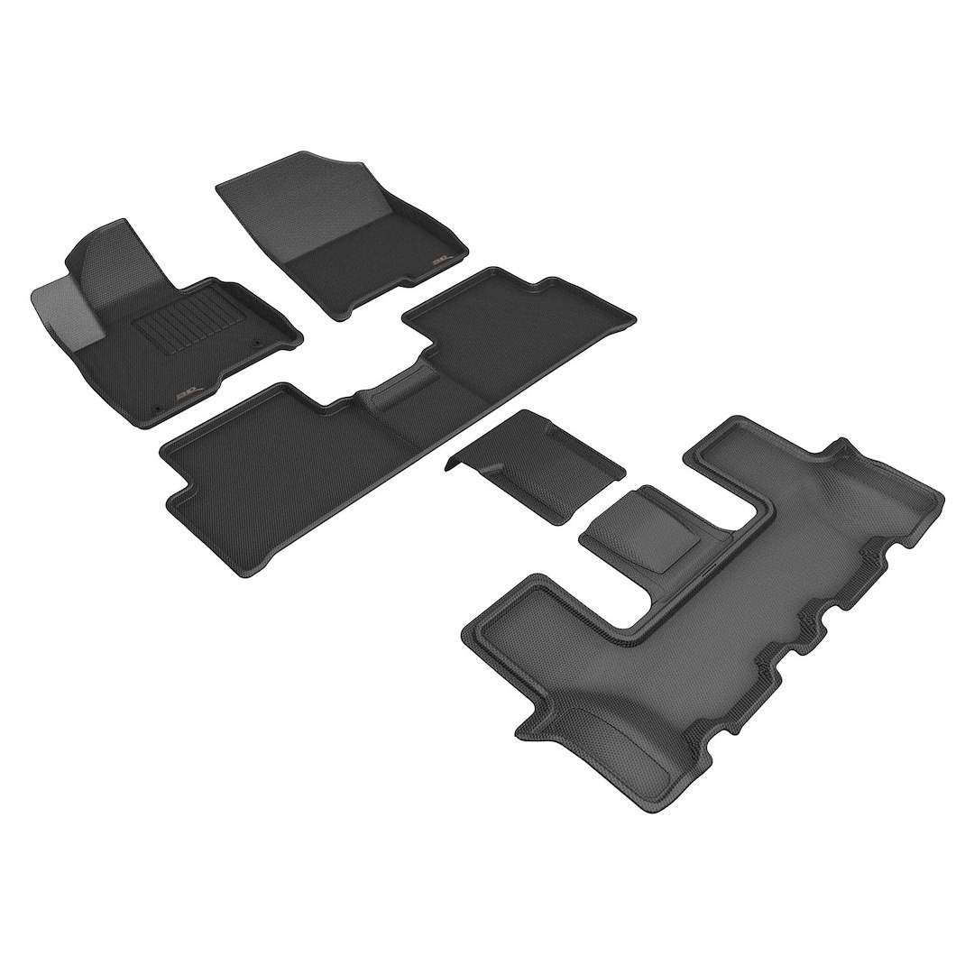 3D MAXpider Floor Liner, Kagu, Custom Fit, Raised Ridge, Black, Thermoplastic Rubber of Carbon Fiber Texture, 5 Piece – L1KA07401509