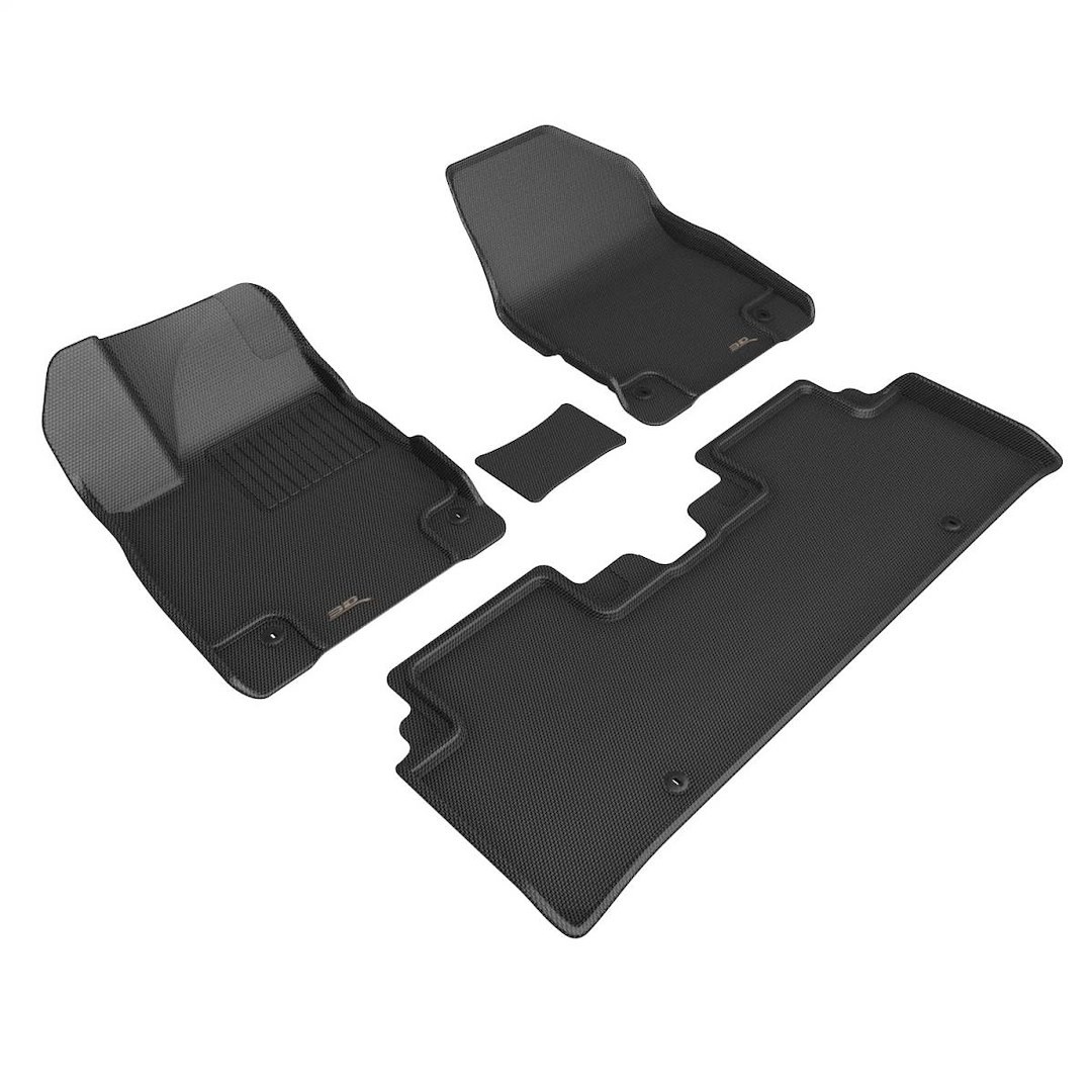 3D MAXpider Floor Liner, Kagu, Custom Fit, Raised Edge, Black, Thermoplastic Rubber of Carbon Fiber Texture, 4 Piece – L1KA08501509