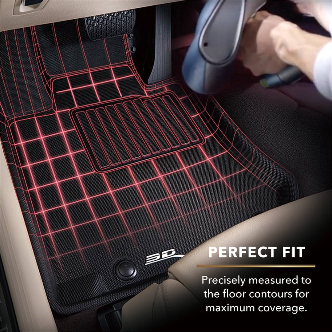 3D MAXpider Floor Liner, Kagu, Custom Fit, Raised Edge, Black, Thermoplastic Rubber of Carbon Fiber Texture, 4 Piece – L1KA08501509