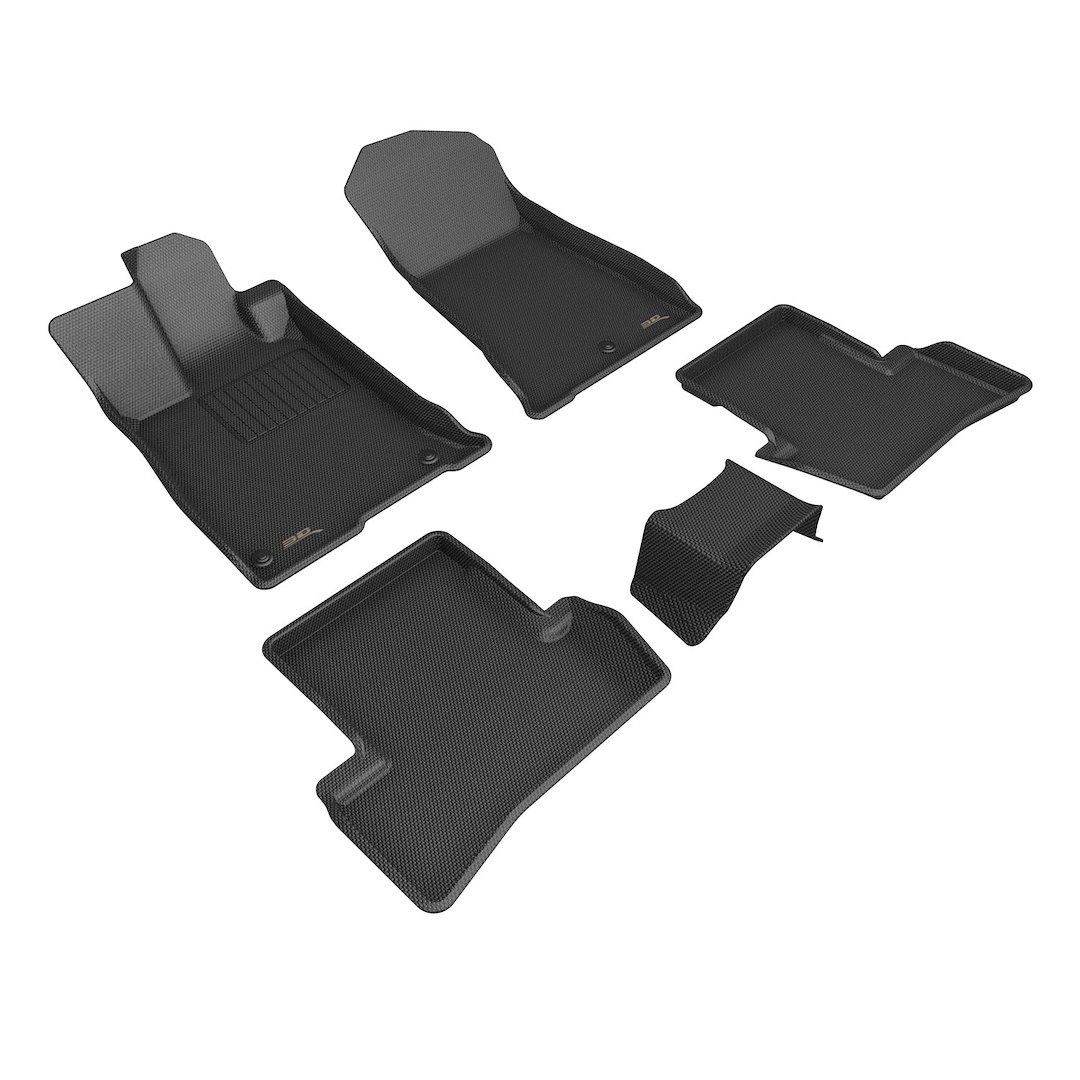 3D MAXpider Floor Liner, Kagu, Custom Fit, Raised Edge, Black, Thermoplastic Rubber of Carbon Fiber Texture, 5 Piece – L1AC01901509