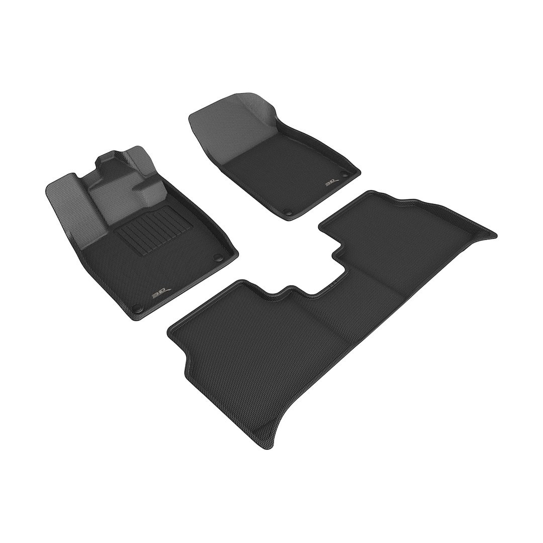 3D MAXpider Floor Liner, Kagu, Custom Fit, Raised Edge, Black, Thermoplastic Rubber of Carbon Fiber Texture, 3 Piece – L1AD07901509