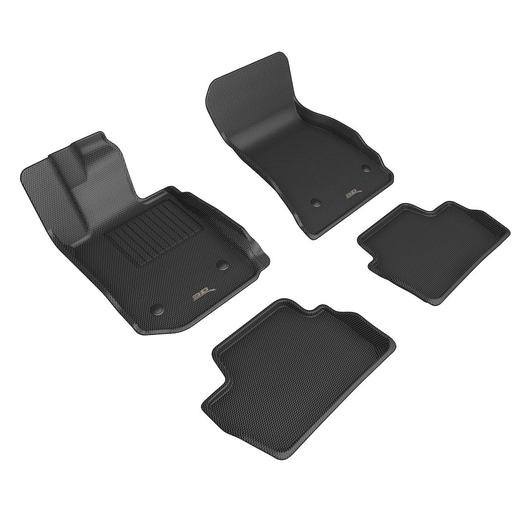 3D MAXpider Floor Liner, Kagu, Custom Fit, Raised Edge, Black, Thermoplastic Rubber of Carbon Fiber Texture, 4 Piece – L1BM12501509