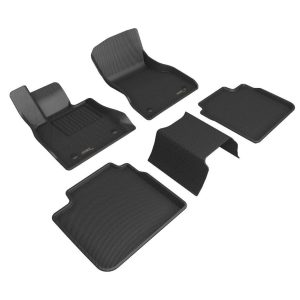 3D MAXpider Floor Liner, Kagu, Custom Fit, Raised Edge, Black, Thermoplastic Rubber of Carbon Fiber Texture, 5 Piece – L1BM13201509