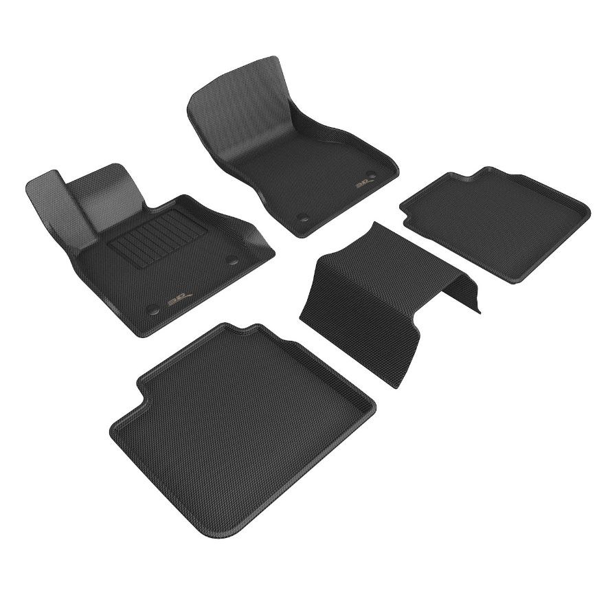 3D MAXpider Floor Liner, Kagu, Custom Fit, Raised Edge, Black, Thermoplastic Rubber of Carbon Fiber Texture, 5 Piece – L1BM13201509