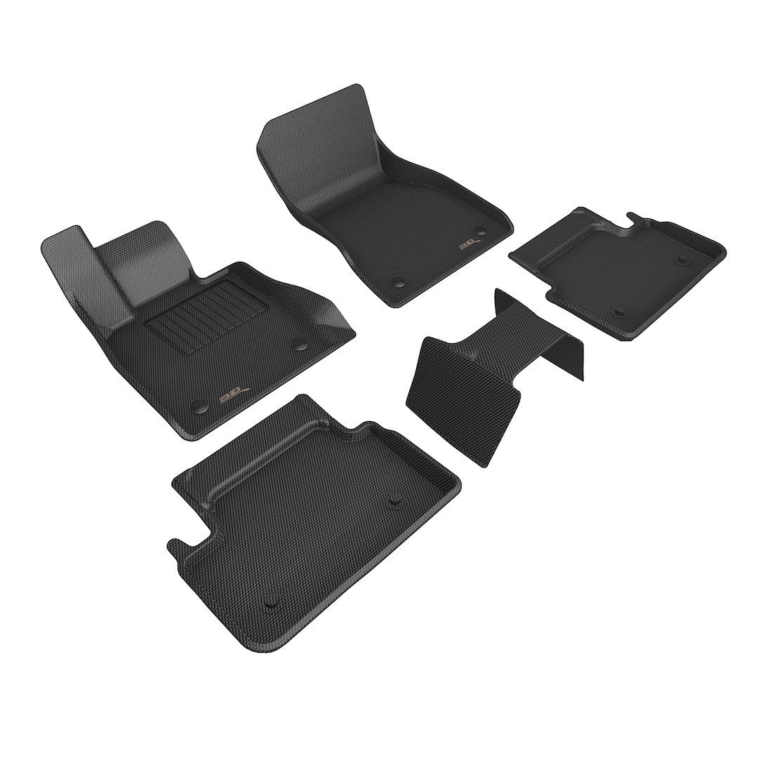 3D MAXpider Floor Liner, Kagu, Custom Fit, Raised Edge, Black, Thermoplastic Rubber of Carbon Fiber Texture, 5 Piece – L1BM15301509