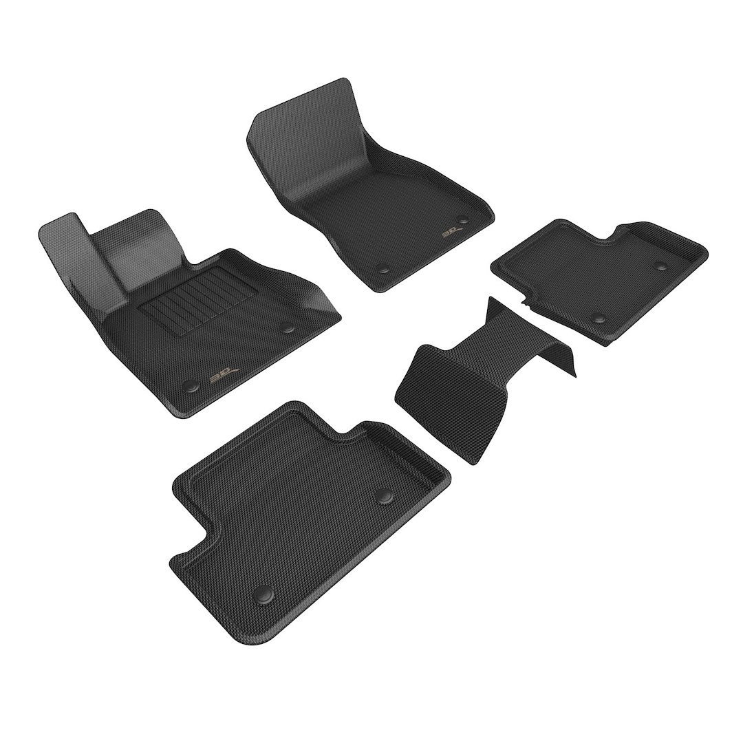 3D MAXpider Floor Liner, Kagu, Custom Fit, Raised Edge, Black, Thermoplastic Rubber of Carbon Fiber Texture, 5 Piece – L1BM15401509