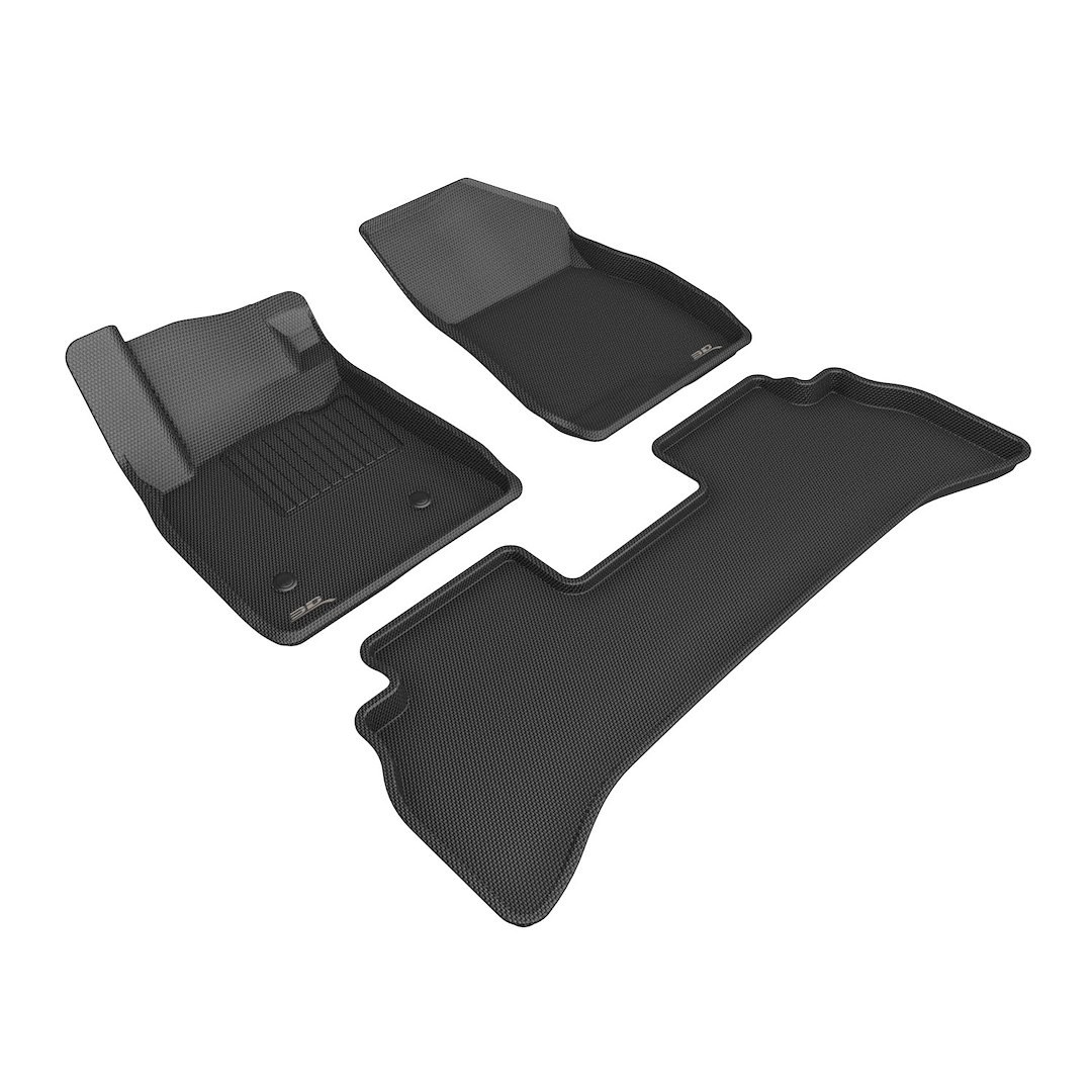 3D MAXpider Floor Liner, Kagu, Custom Fit, Raised Edge, Black, Thermoplastic Rubber of Carbon Fiber Texture, 3 Piece – L1CH10301509