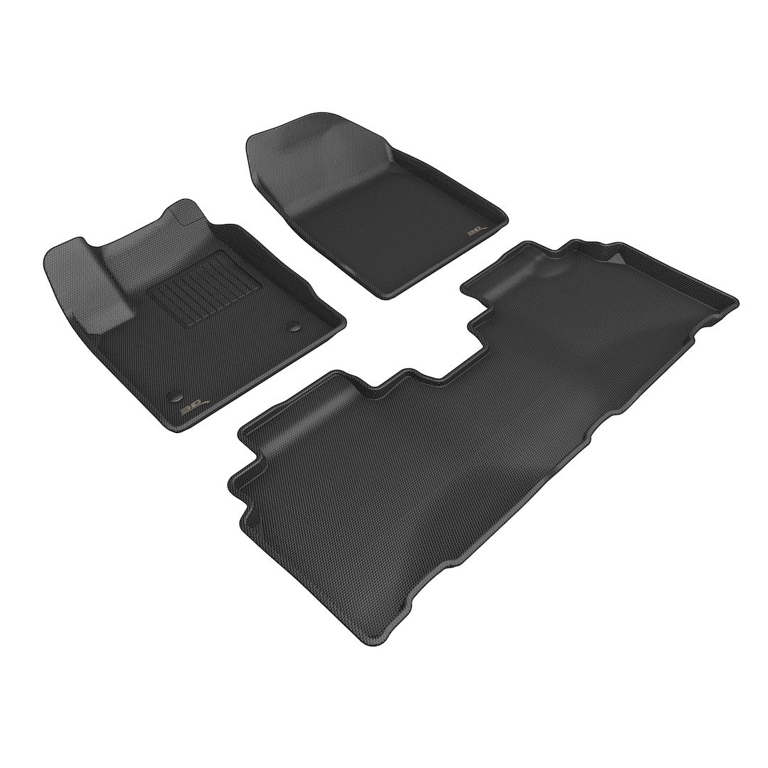 3D MAXpider Floor Liner, Kagu, Custom Fit, Raised Edge, Black, Thermoplastic Rubber of Carbon Fiber Texture, 3 Piece – L1CH10801509