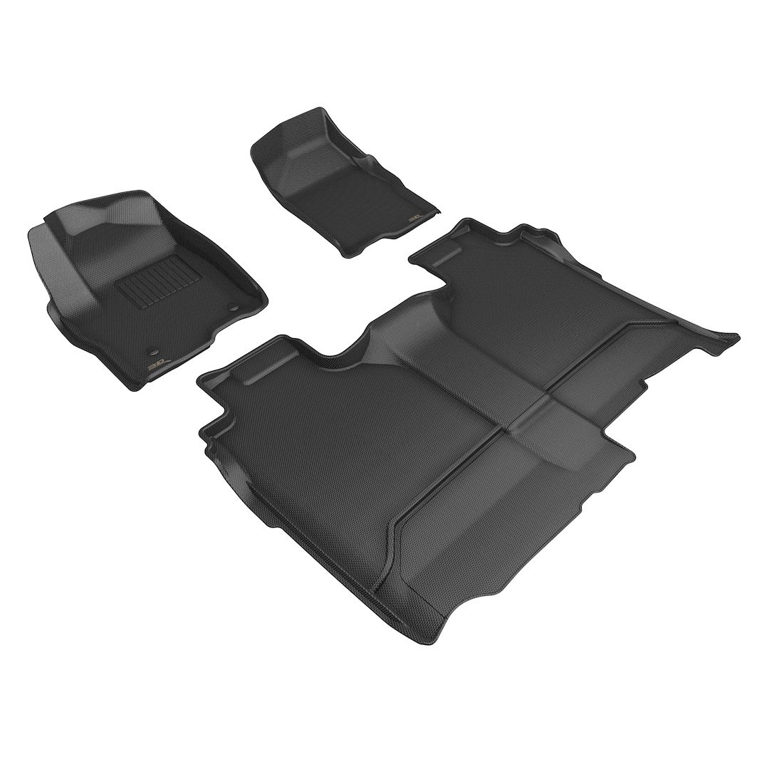 3D MAXpider Floor Liner, Kagu, Black, Custom Fit, Raised Edge, Thermoplastic Rubber of Carbon Fiber Texture, 3 Piece – L1CH11001509