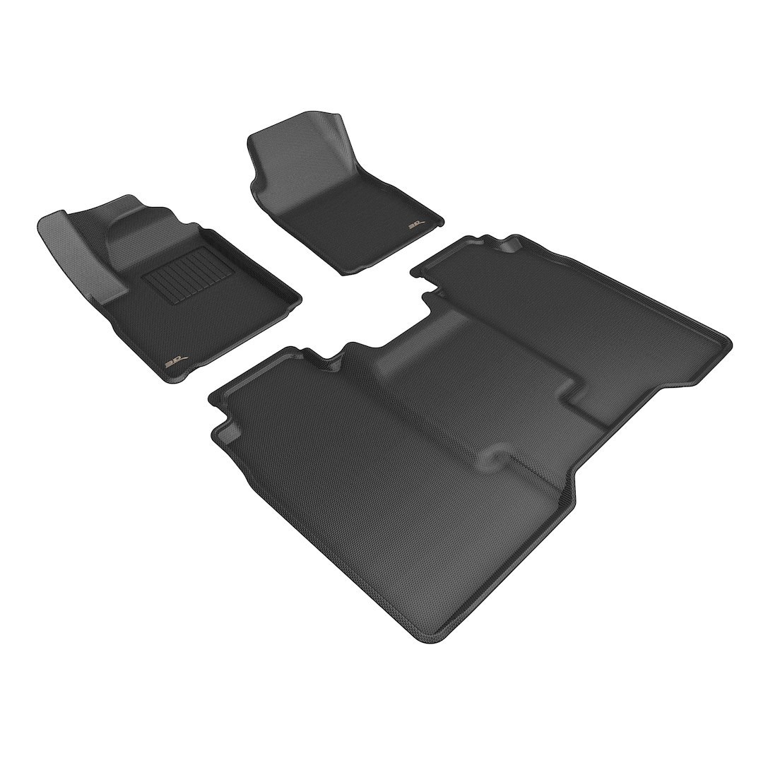 3D MAXpider Floor Liner, Kagu, Black, Custom Fit, Raised Edge, Thermoplastic Rubber of Carbon Fiber Texture, 3 Piece – L1CH11301509