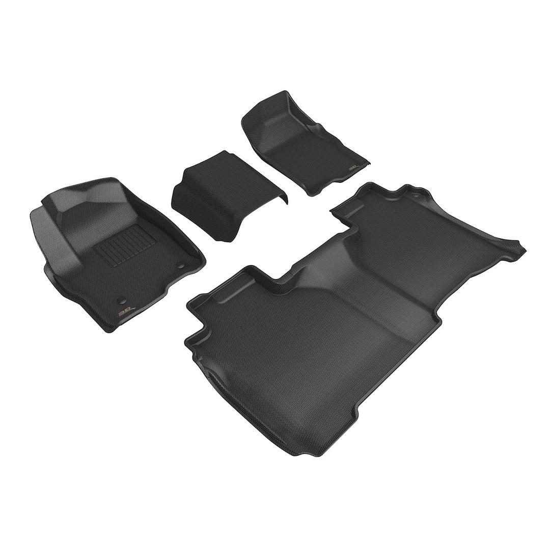 3D MAXpider Floor Liner, Kagu, Black, Custom Fit, Raised Edge, Thermoplastic Rubber of Carbon Fiber Texture, 4 Piece – L1CH11601509