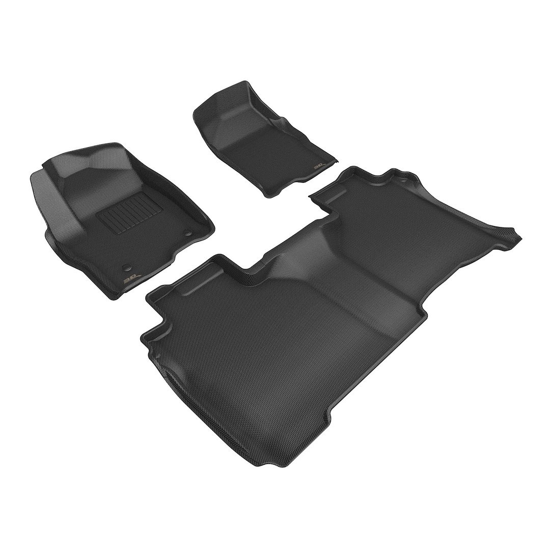 3D MAXpider Floor Liner, Kagu, Black, Custom Fit, Raised Edge, Thermoplastic Rubber of Carbon Fiber Texture, 3 Piece – L1CH11701509