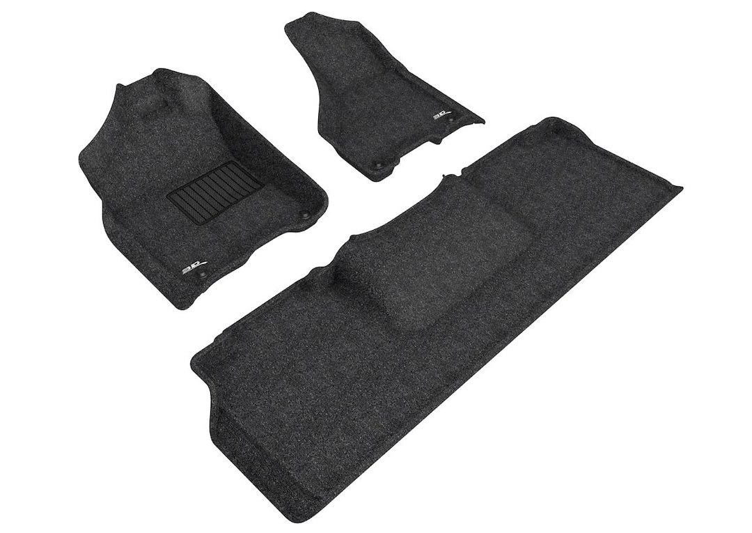3D MAXpider Floor Liner, Elegant Series, Custom Fit, Raised Edge, Black, Thermoplastic Rubber of Carbon Fiber Texture, 3 Piece – L1DG02104709