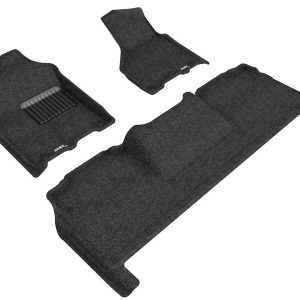 3D MAXpider Floor Liner, Elegant Series, Custom Fit, Raised Edge, Black, Thermoplastic Rubber of Carbon Fiber Texture, 3 Piece – L1DG03204709