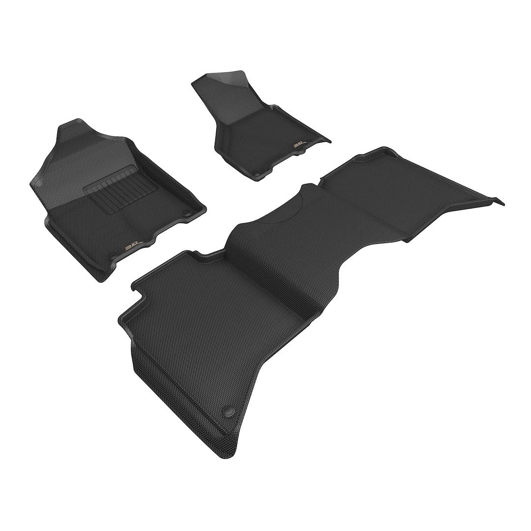 3D MAXpider Floor Liner, Kagu, Black, Custom Fit, Raised Edge, Thermoplastic Rubber of Carbon Fiber Texture, 3 Piece – L1DG03901509