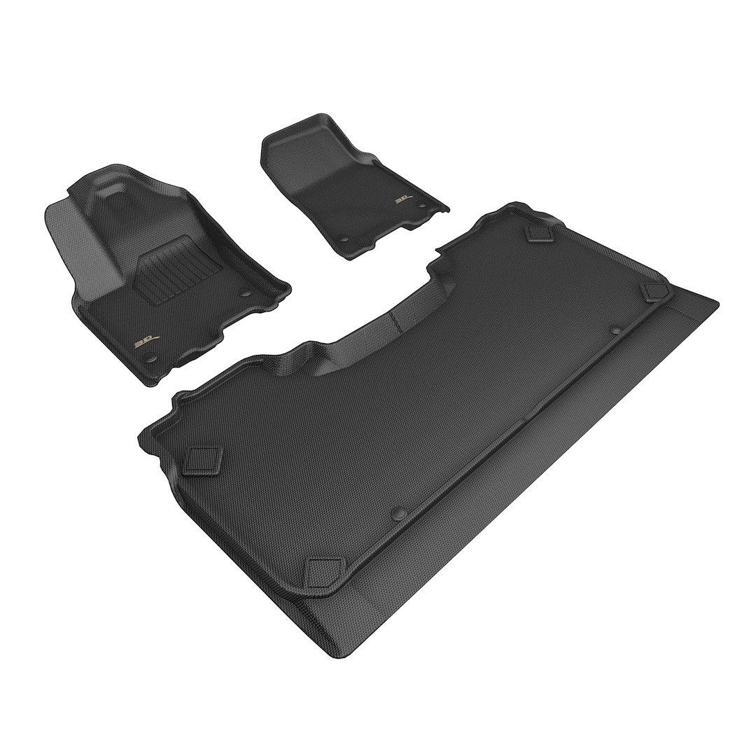 3D MAXpider Floor Liner, Kagu, Black, Custom Fit, Raised Edge, Thermoplastic Rubber of Carbon Fiber Texture, 3 Piece – L1DG04101509