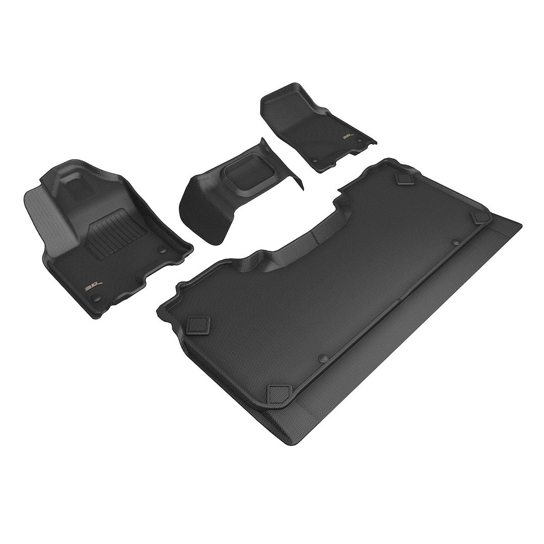 3D MAXpider Floor Liner, Kagu, Black, Custom Fit, Raised Edge, Thermoplastic Rubber of Carbon Fiber Texture, 4 Piece – L1DG04201509
