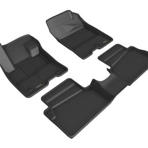 3D MAXpider Floor Liner, Kagu, Custom Fit, Raised Edge, Black, Thermoplastic Rubber of Carbon Fiber Texture, 3 Piece – L1FR14401509
