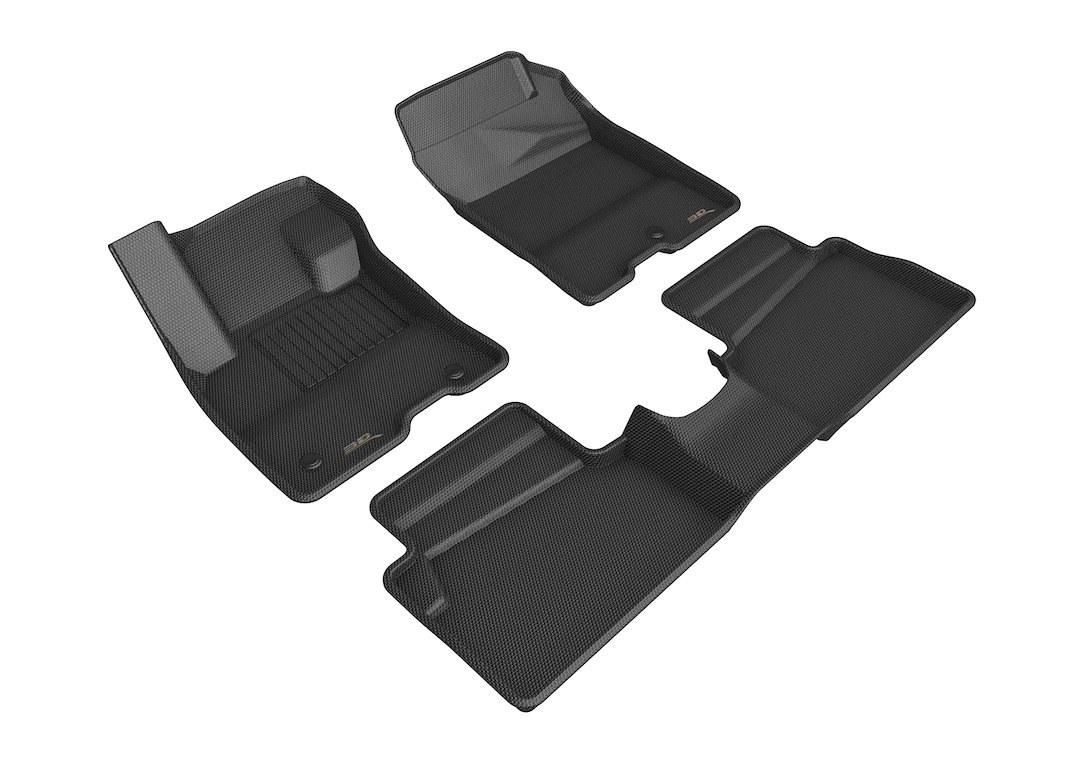 3D MAXpider Floor Liner, Kagu, Custom Fit, Raised Edge, Black, Thermoplastic Rubber of Carbon Fiber Texture, 3 Piece – L1FR14401509