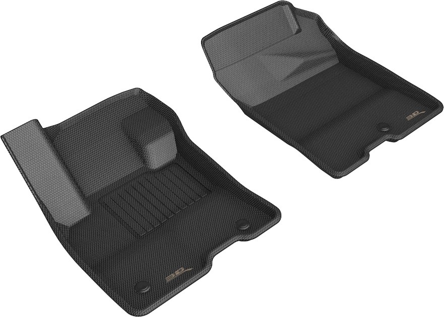 3D MAXpider Floor Liner, Kagu, Custom Fit, Raised Edge, Black, Thermoplastic Rubber of Carbon Fiber Texture, 2 Piece – L1FR14411509