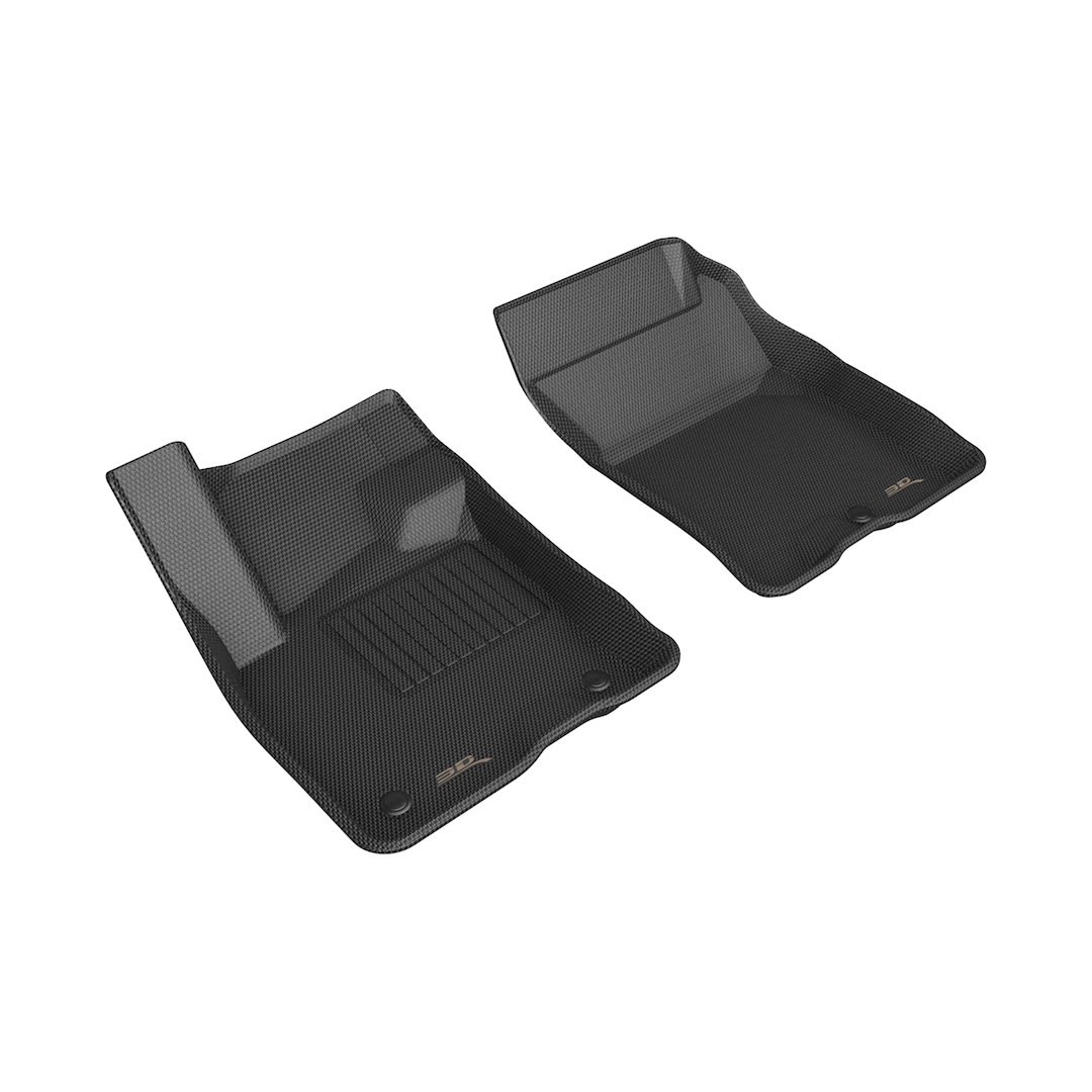 3D MAXpider Floor Liner, Kagu, Custom Fit, Raised Edge, Black, Thermoplastic Rubber of Carbon Fiber Texture, 2 Piece – L1FR14611509