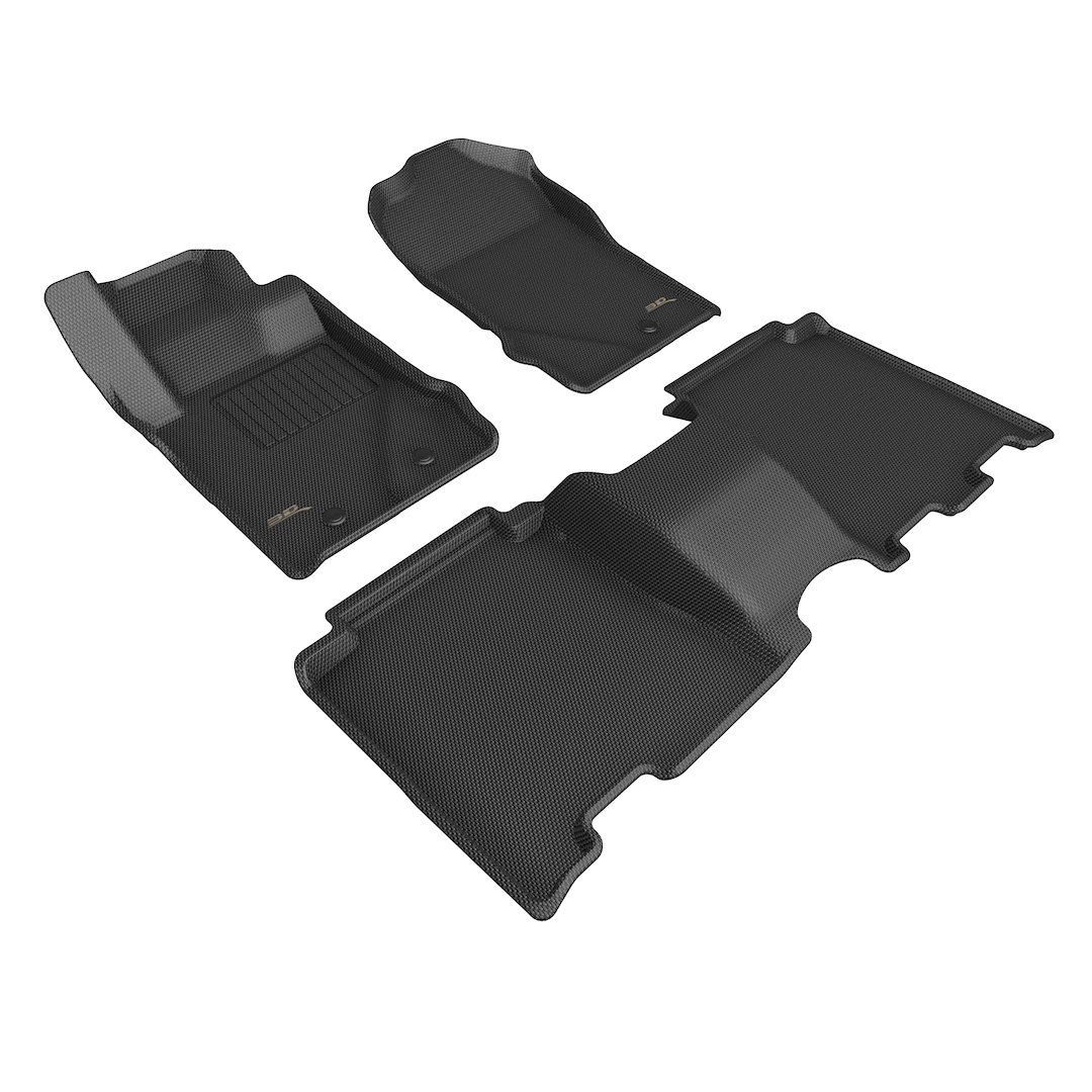 3D MAXpider Floor Liner, Kagu, Custom Fit, Raised Edge, Black, Thermoplastic Rubber of Carbon Fiber Texture, 3 Piece – L1FR14901509