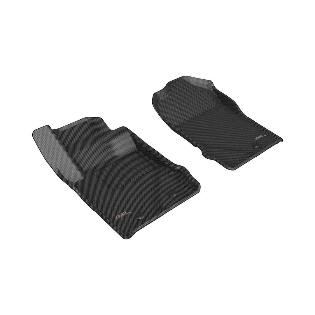 3D MAXpider Floor Liner, Kagu, Custom Fit, Raised Edge, Black, Thermoplastic Rubber of Carbon Fiber Texture, 2 Piece – L1FR14911509