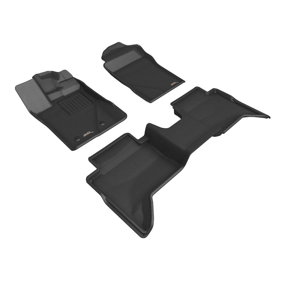3D MAXpider Floor Liner, Kagu, Black, Custom Fit, Raised Edge, Thermoplastic Rubber of Carbon Fiber Texture, 3 Piece – L1FR16401509