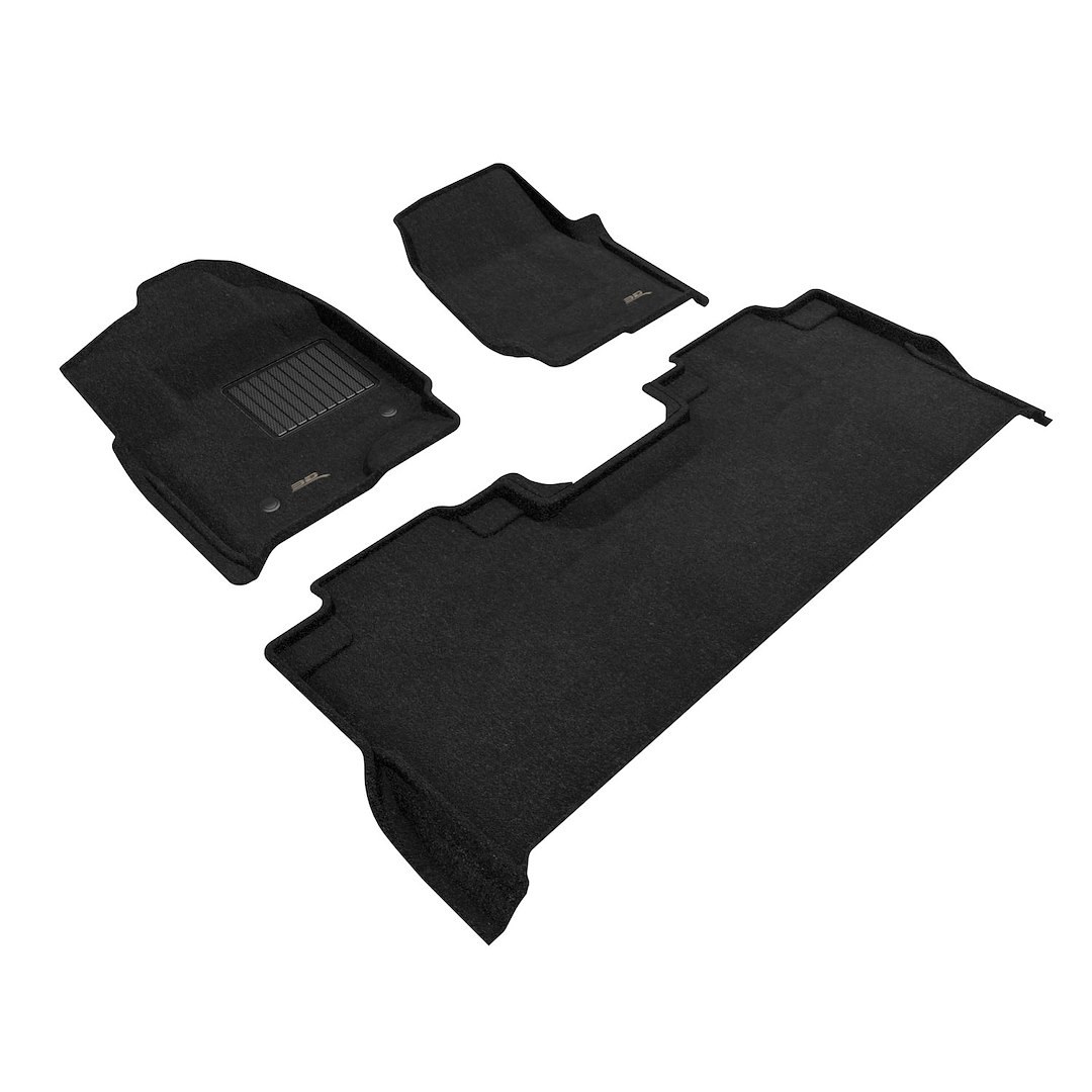 3D MAXpider Floor Liner, Elegant Series, Black, Custom Fit, Raised Edge, Polypropylene Tufted Cross-Link Polyethylene, 3 Piece – L1FR16504709