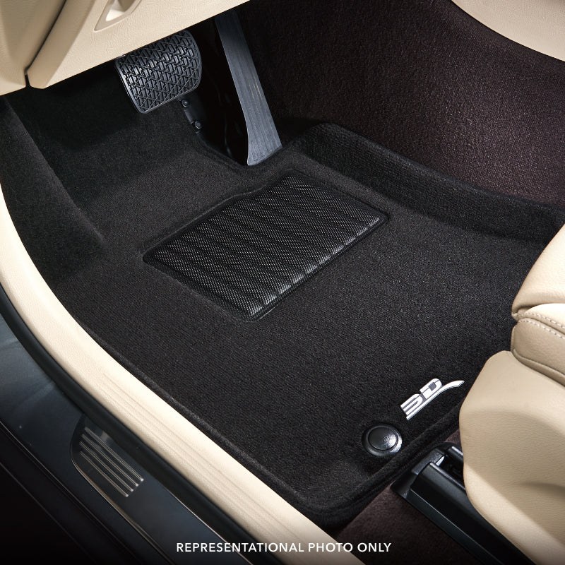 3D MAXpider Floor Liner, Elegant Series, Black, Custom Fit, Raised Edge, Polypropylene Tufted Cross-Link Polyethylene, 3 Piece – L1FR16504709