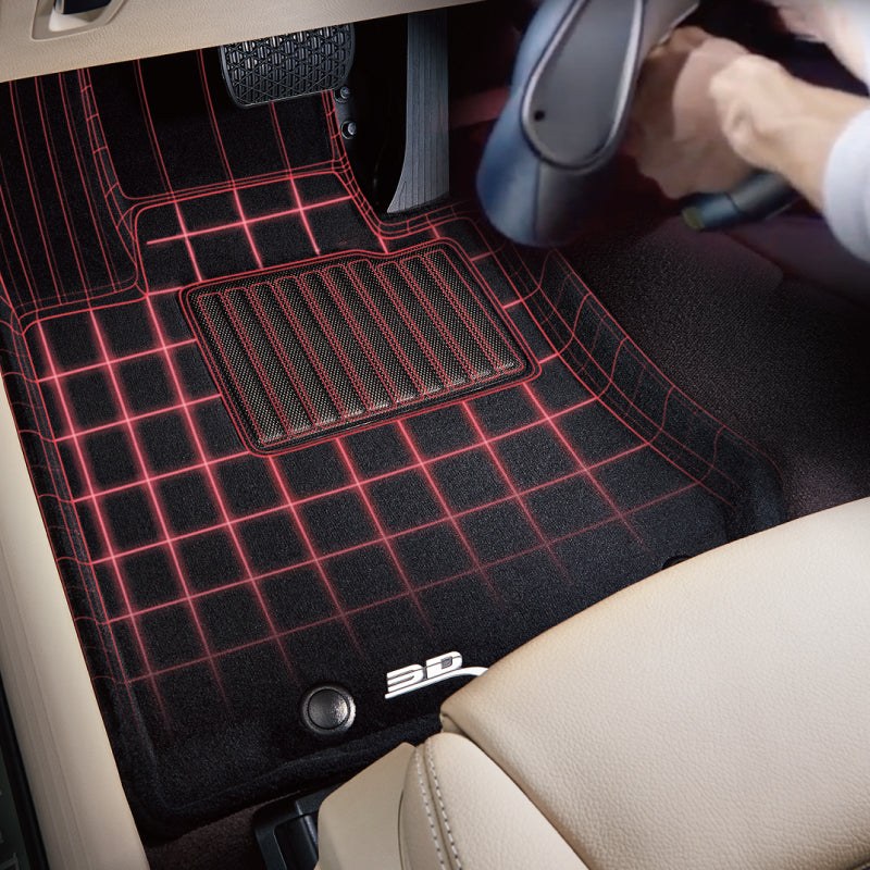 3D MAXpider Floor Liner, Elegant Series, Black, Custom Fit, Raised Edge, Polypropylene Tufted Cross-Link Polyethylene, 3 Piece – L1FR16504709