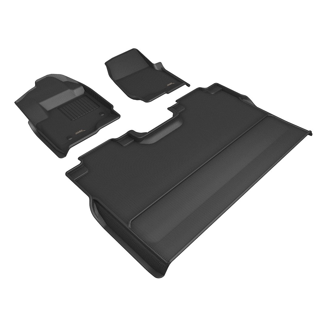 3D MAXpider Floor Liner, Kagu, Custom Fit, Raised Edge, Black, Thermoplastic Rubber of Carbon Fiber Texture, 3 Piece – L1FR16601509