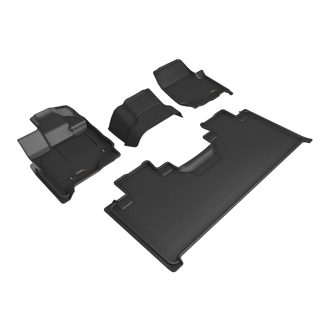 3D MAXpider Floor Liner, Kagu, Custom Fit, Raised Edge, Black, Thermoplastic Rubber of Carbon Fiber Texture, 4 Piece – L1FR16801509