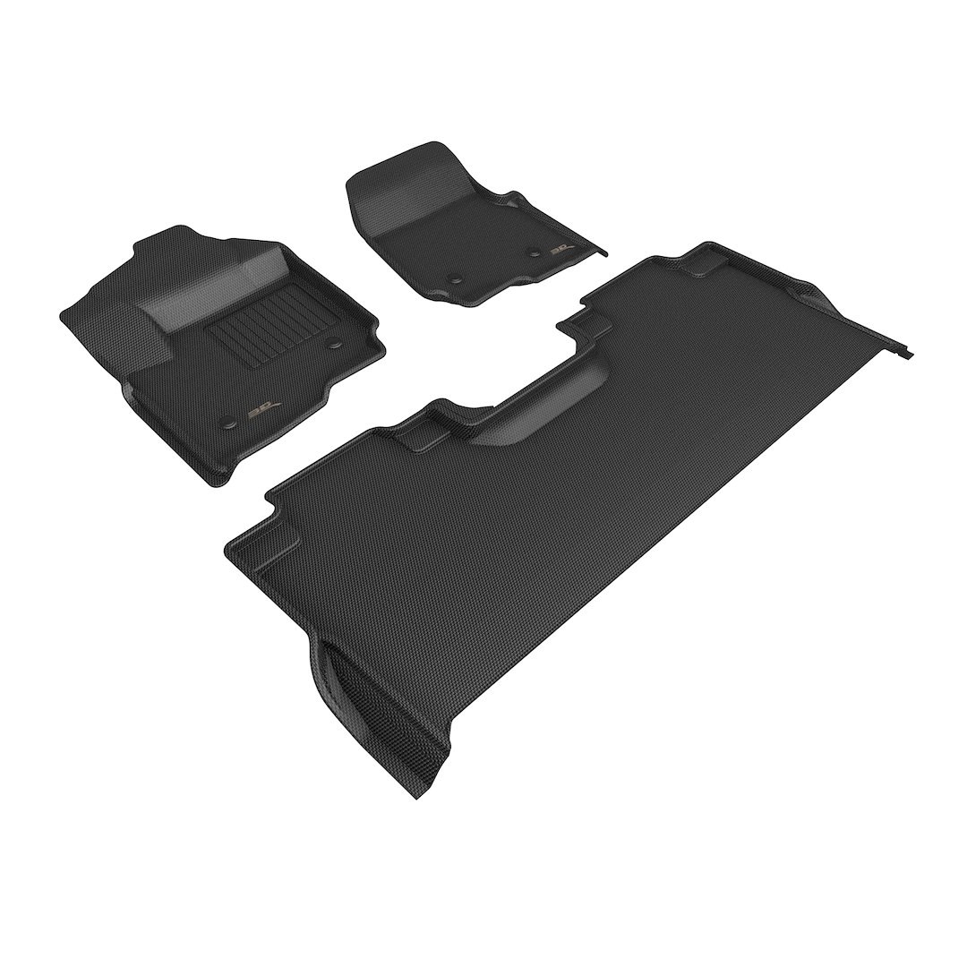 3D MAXpider Floor Liner, Kagu, Black, Custom Fit, Raised Edge, Thermoplastic Rubber of Carbon Fiber Texture, 3 Piece – L1FR16901509