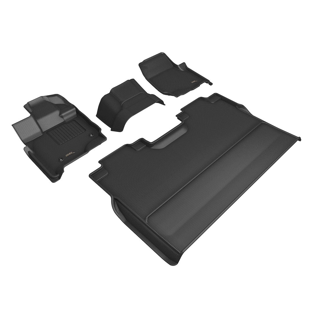 3D MAXpider Floor Liner, Kagu, Black, Custom Fit, Raised Edge, Thermoplastic Rubber of Carbon Fiber Texture, 4 Piece – L1FR17201509