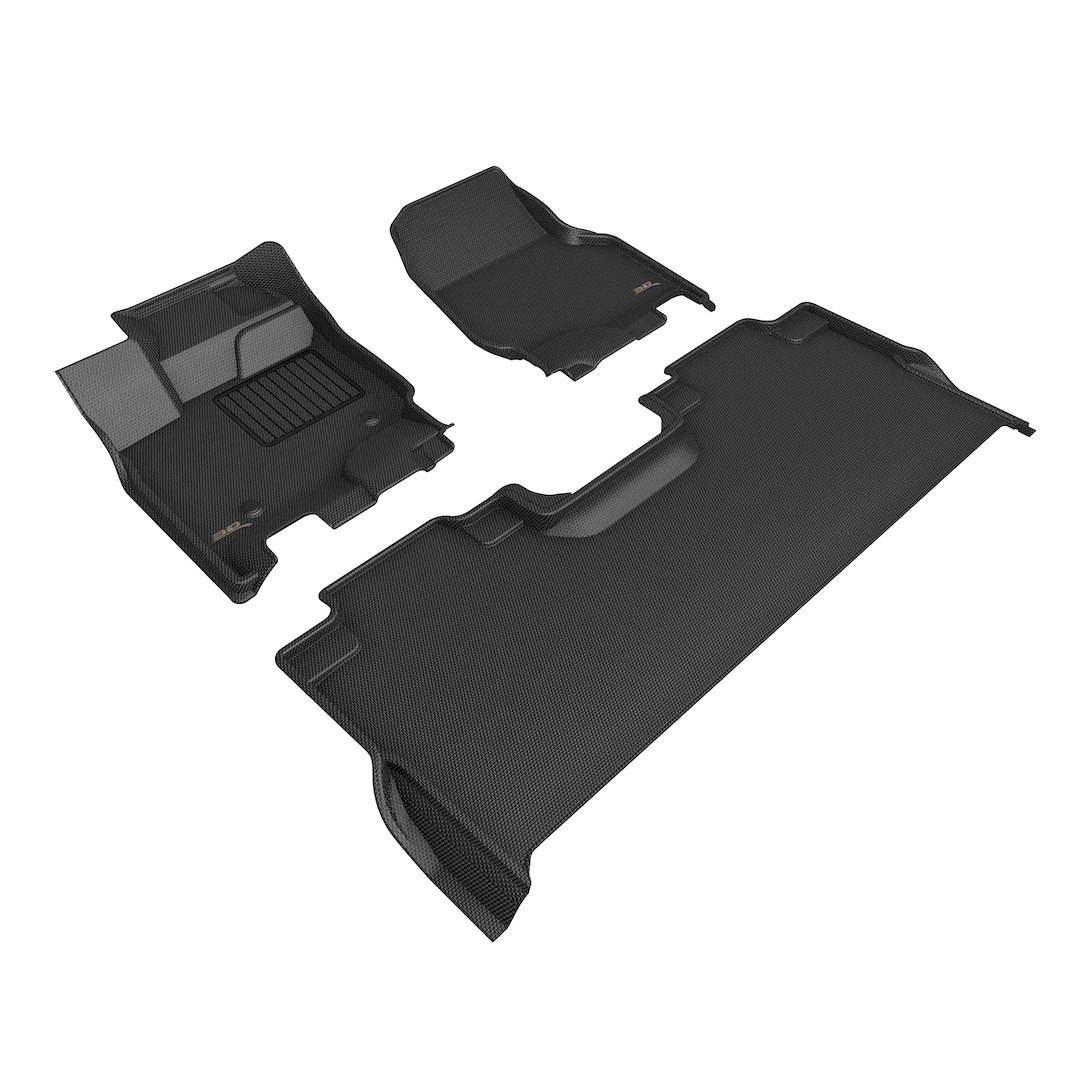 3D MAXpider Floor Liner, Kagu, Black, Custom Fit, Raised Edge, Thermoplastic Rubber of Carbon Fiber Texture, 3 Piece – L1FR17301509