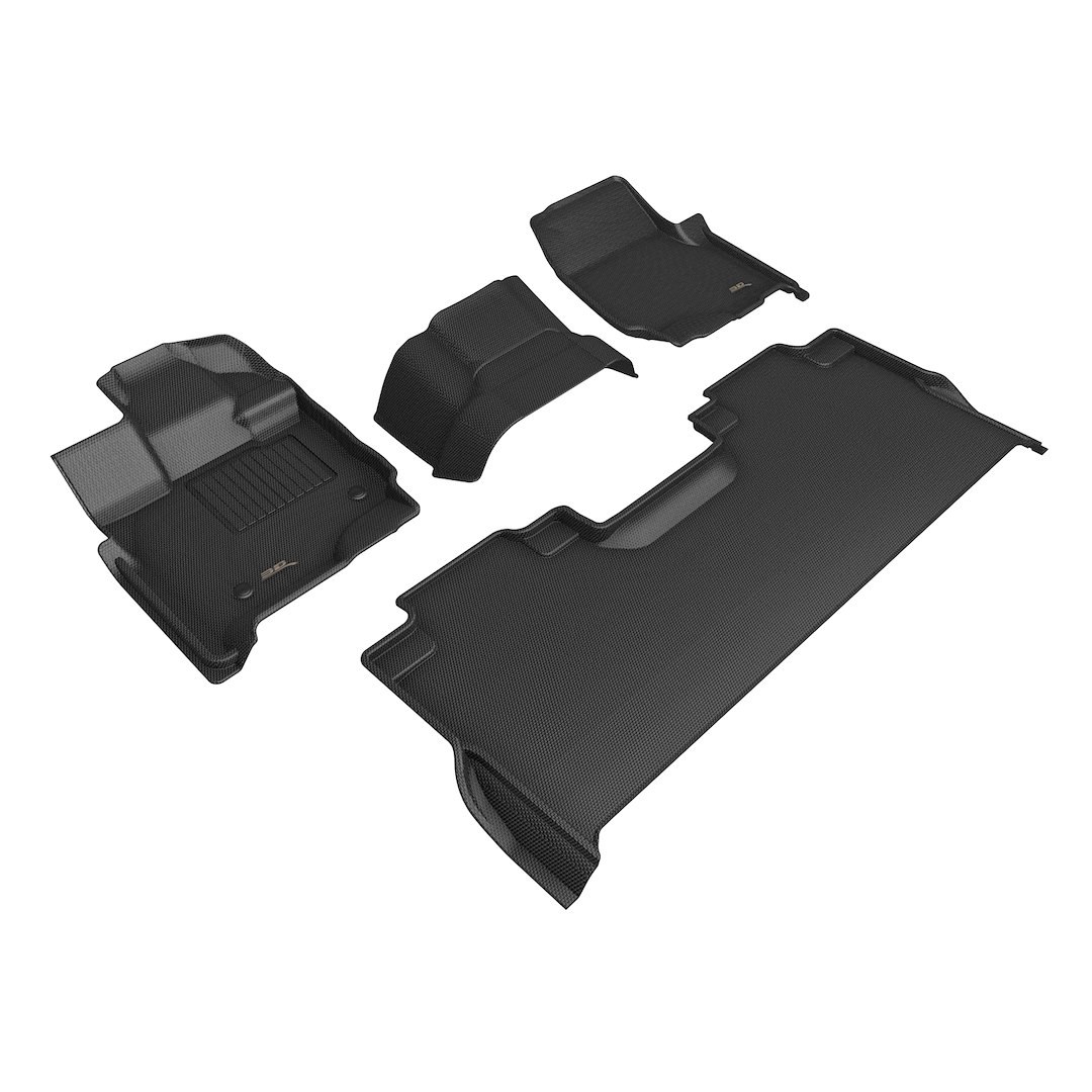 3D MAXpider Floor Liner, Kagu, Black, Custom Fit, Raised Edge, Thermoplastic Rubber of Carbon Fiber Texture, 4 Piece – L1FR17401509
