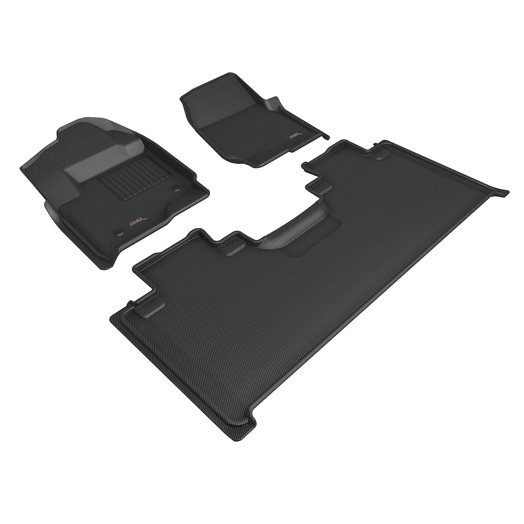 3D MAXpider Floor Liner, Kagu, Black, Custom Fit, Raised Edge, Thermoplastic Rubber of Carbon Fiber Texture, 3 Piece – L1FR17501509