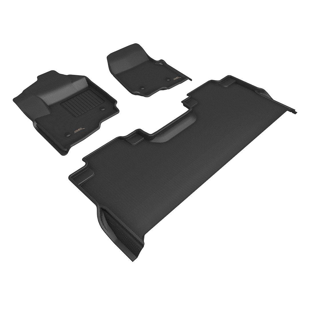 3D MAXpider Floor Liner, Kagu, Black, Custom Fit, Raised Edge, Thermoplastic Rubber of Carbon Fiber Texture, 3 Piece – L1FR17901509