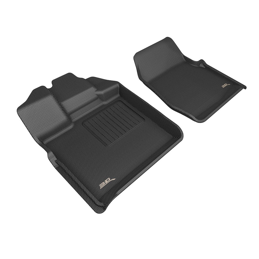 3D MAXpider Floor Liner, Kagu, Black, Custom Fit, Raised Edge, Thermoplastic Rubber of Carbon Fiber Texture, 2 Piece – L1FR18011509